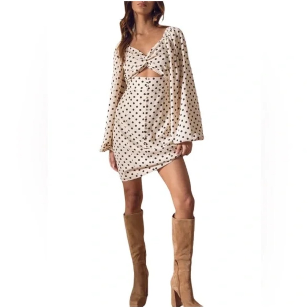 NWT-Line &Dot / Women's Harlow Polka Dot Cut-Out Minidress(XS)